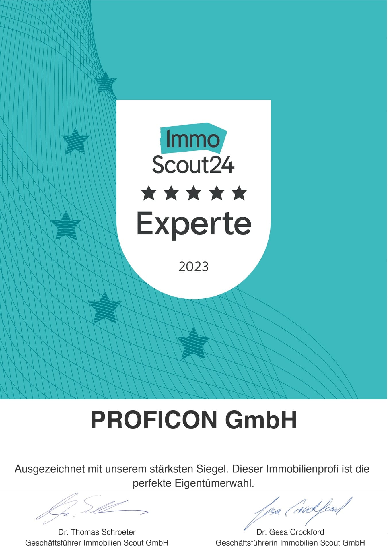 ImmoScout24 Urkunde 2023