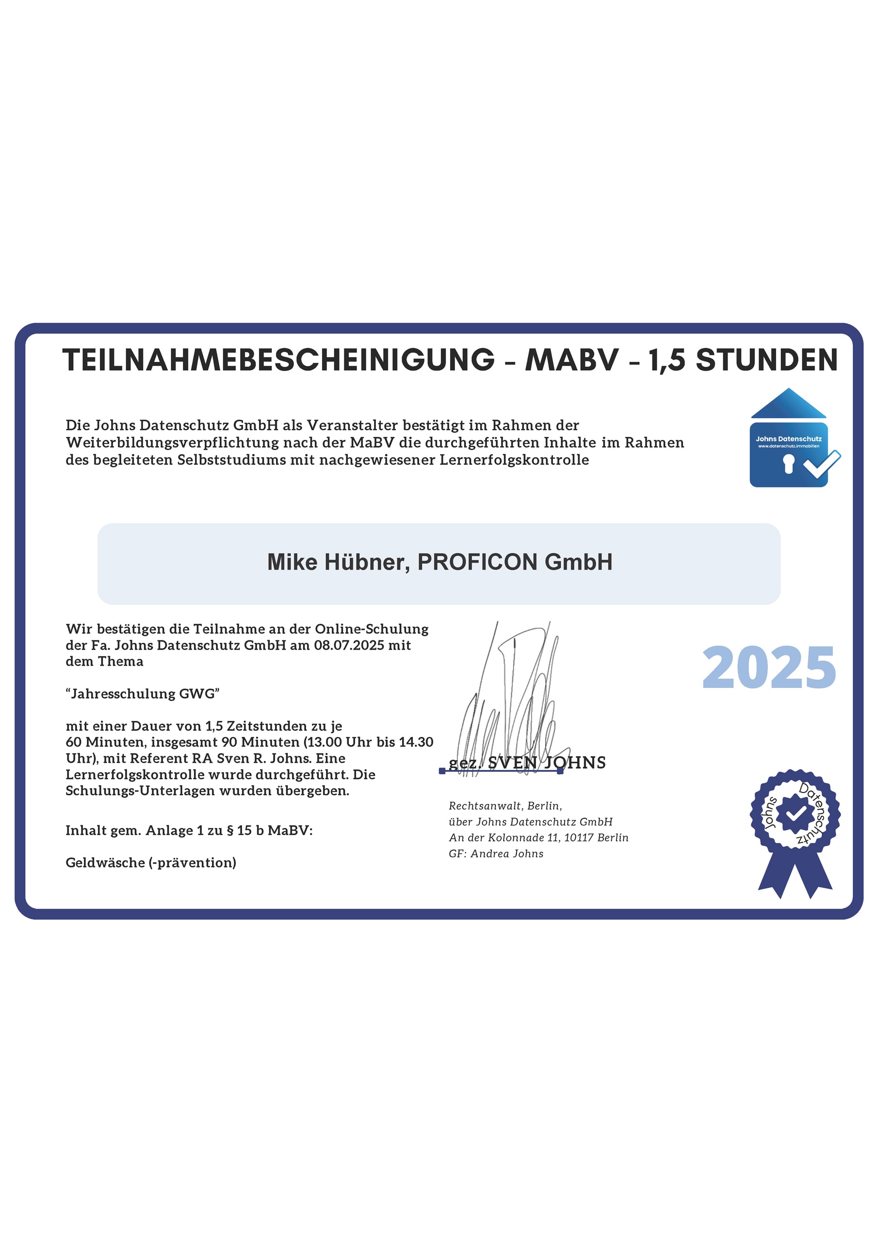 Geldwäscheschulung